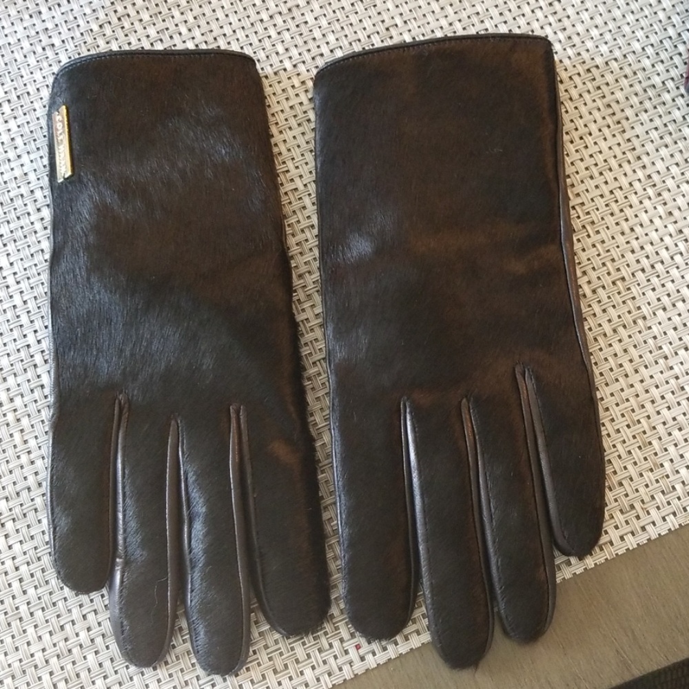 Cole Hahn gloves leather and claf hair